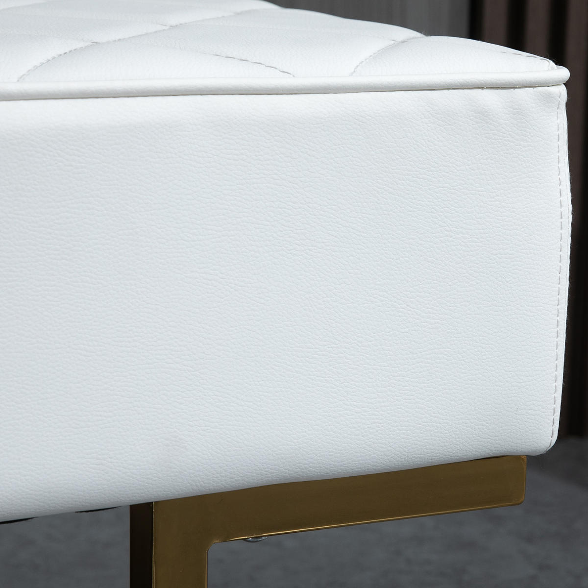 BETTBANK, Wohnzimmer, Kunstleder, Metall, Weiß+Gold, 120 x 43 x 42 cm - Weiß, Kunststoff (43/42/120cm) - HOMCOM