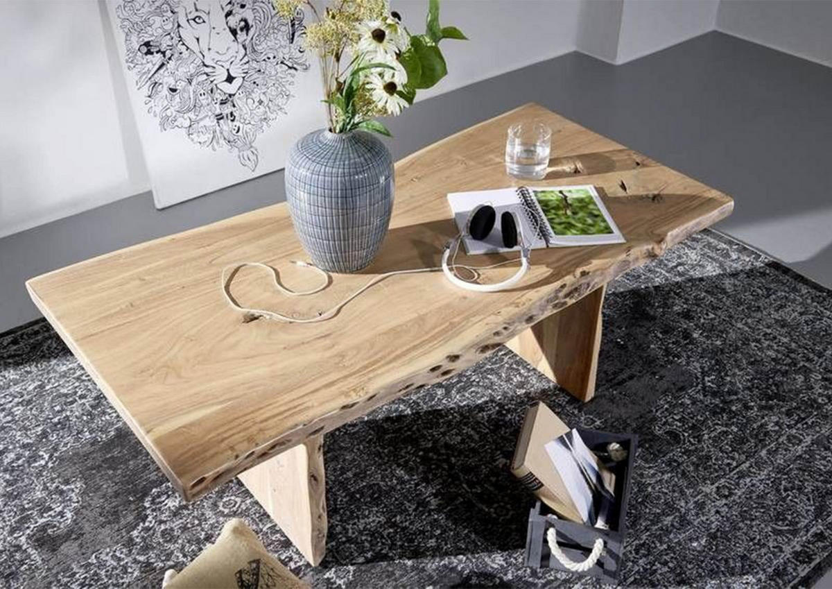 COUCHTISCH Akazie 120x60x45 natur lackiert PURE ACACIA #307 - Braun, Holzwerkstoff (60/120/45cm) - Massivmoebel24