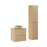 BADMÖBEL 60.6cm Isaline 2er-Set Helle Eiche - Braun, Holzwerkstoff (60.6/59/46cm) - Petits-meubles