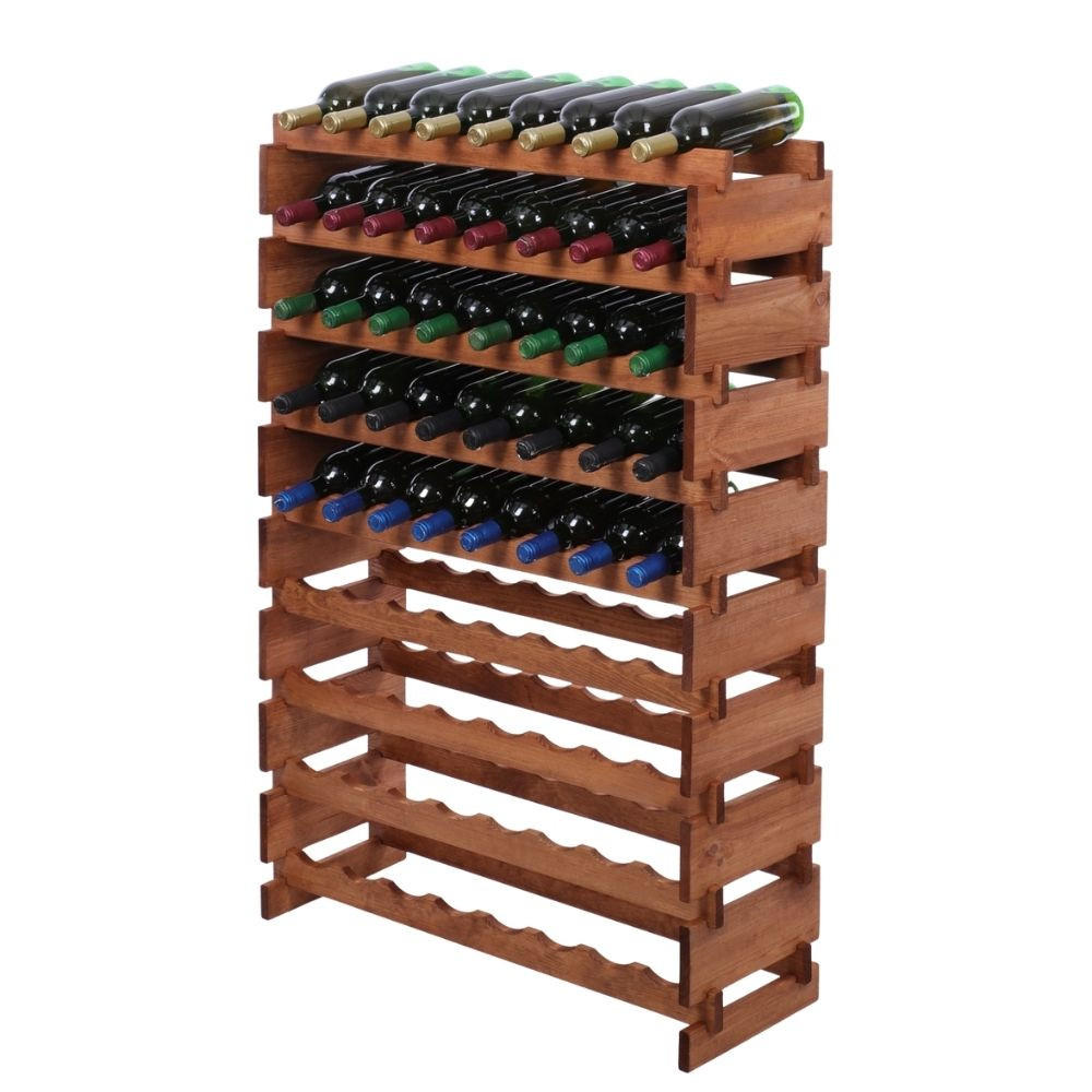 WEINREGAL VINOTECA FLEX PRO HxBxT 121x84x28cm 72 Flaschen auf 9 Ebenen Braun geölt - Braun, Holz (84/121/28cm) - PROREGAL