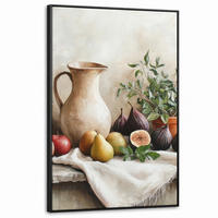 LEINWAND Bilder mit Rahmen - Obst - Kräuter - Ländlich - 100x150 - Naturfarben, Textil (100/150cm) - MuchoWow