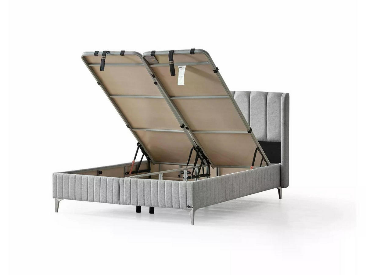 POLSTERBETTSET Alegra Master 120x200 Grau - Grau, Textil/Metall (120/200cm) - Villa Möbel