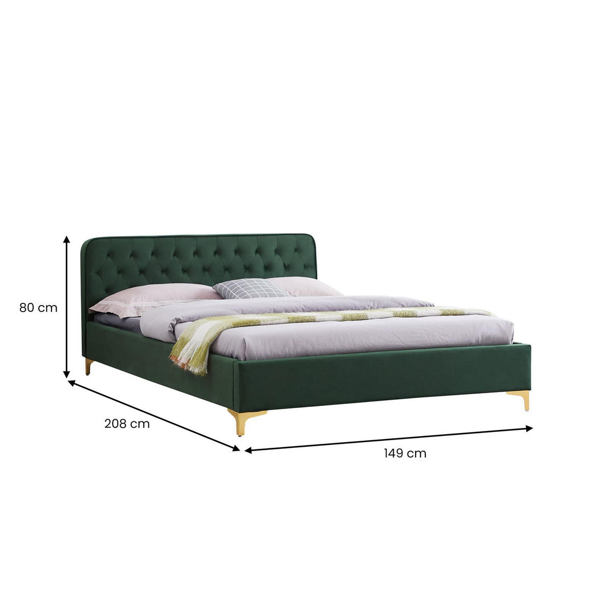 POLSTERBETT GLAMOUR 140X200 CM - Grün, Textil (140/200cm) - CARO-Möbel