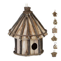 VOGELHAUS Deko - Braun, Holz (20/25/20cm) - Relaxdays