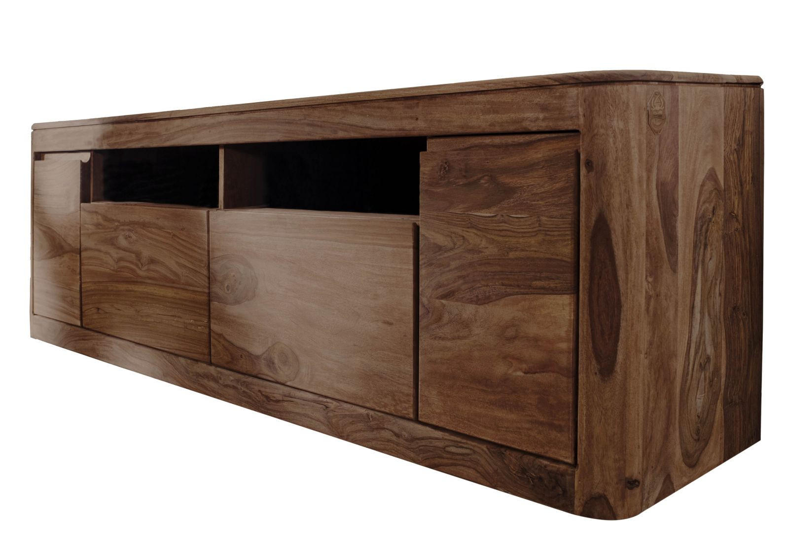 TV-BOARD Sheesham 178x40x58 rot-braun gebeizt TORONTO #121 - Dunkelbraun, Holz (178/58/40cm) - Massivmoebel24