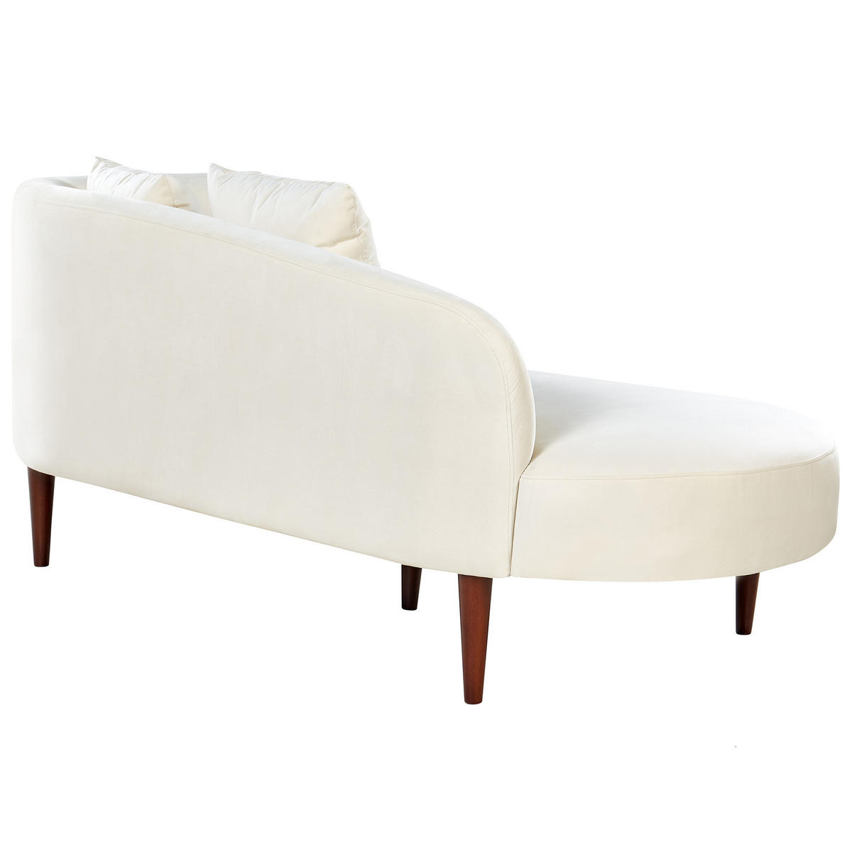 CHAISELONGUE Samtstoff creme rechtsseitig Chaumont - Dunkelbraun/Weiß, Textil (168/75/66cm) - Beliani