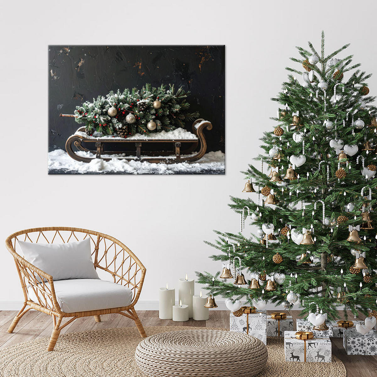 LEINWANDBILD Weihnachten 100x70cm - Schwarz, Textil (100/70cm) - Feeby