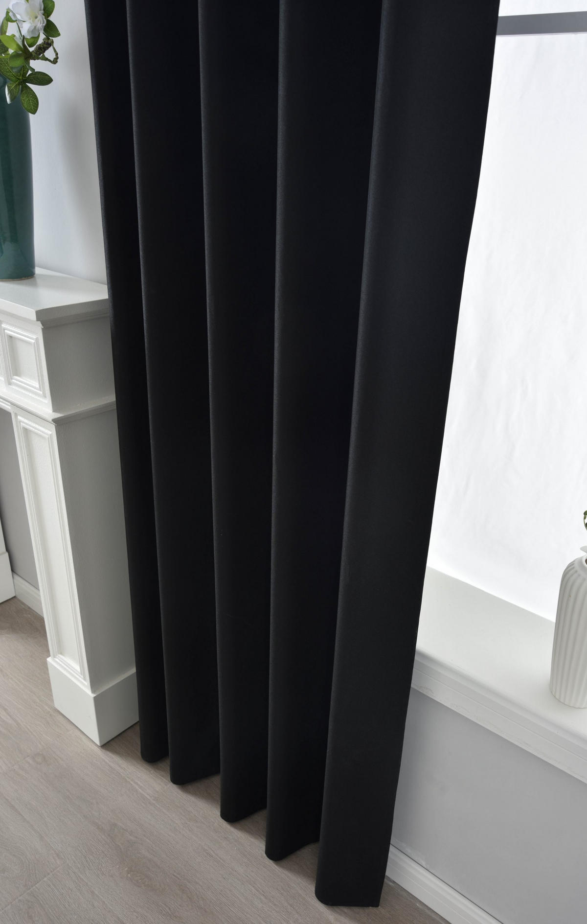 VORHANG BOSTON DARK HxB 245x140 cm Schwarz - Schwarz, Textil (140/245cm) - Gardinenbox