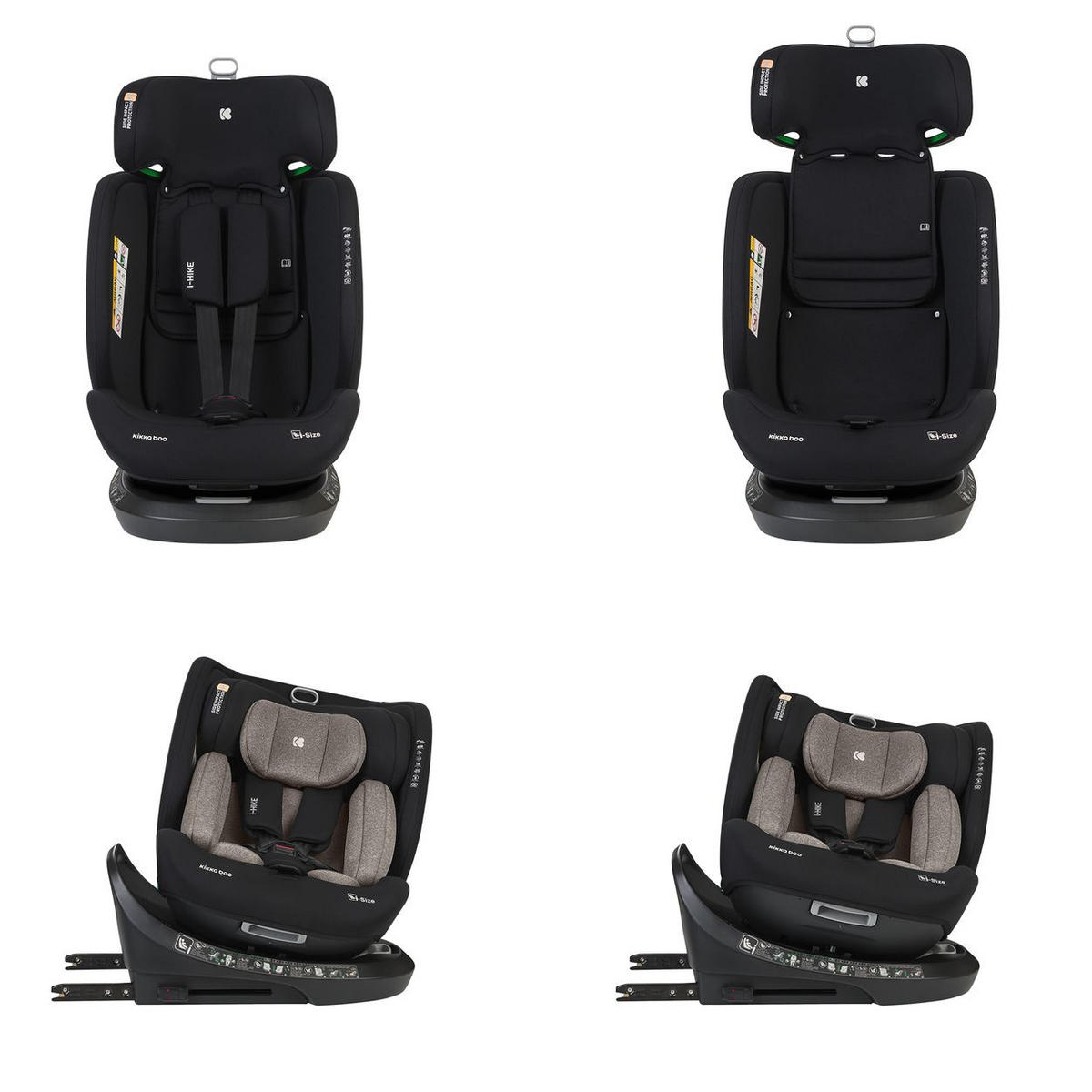 KINDERSITZ i-Size i-Hike dunkelgrün (40-150 cm) Isofix, 360° drehbar, verstellbar - Beige, Kunststoff (44/58/53cm) - Kikka boo