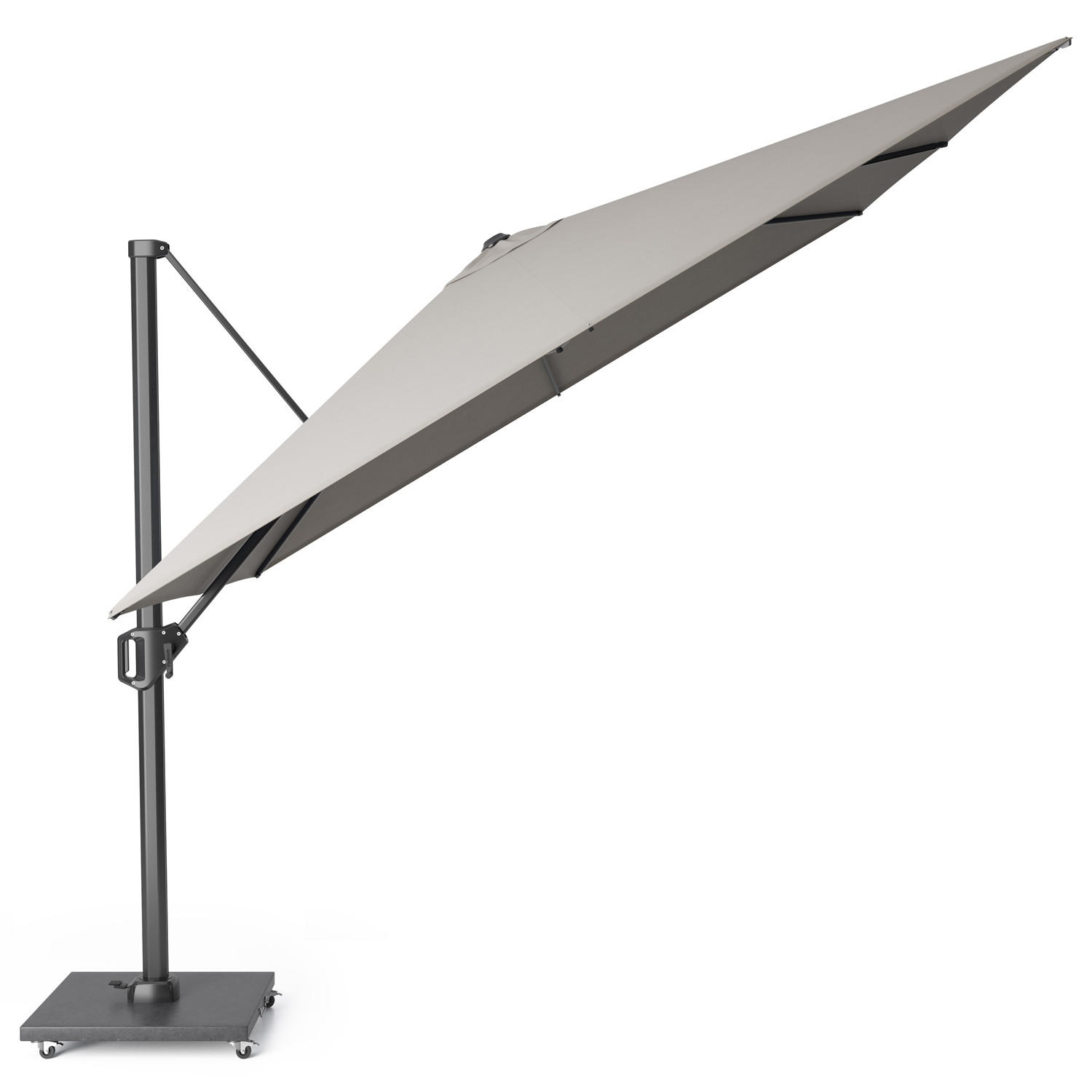 AMPELSCHIRM quadratisch 3 x 3 m Challenger T¹ Premium 360° kippbar grau/anthrazit - Grau, Metall (300/300cm) - Platinum