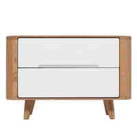 NACHTKOMMODE - Wildeiche teilmassiv - Wildeiche / Weiß - Weiß, Holz/Holzwerkstoff (60/40/42cm) - home24