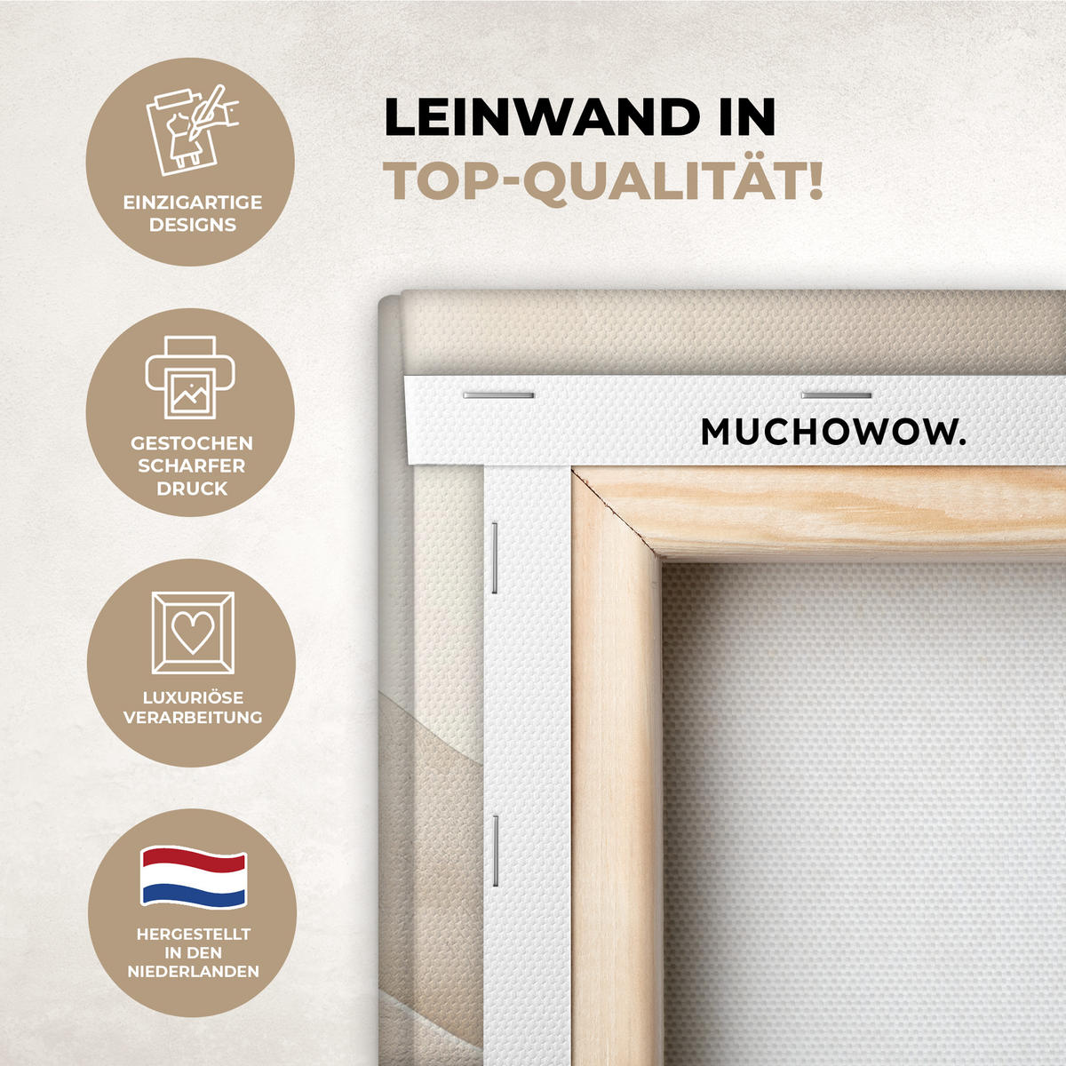LEINWANDBILD Beige - Natur - Abstrakt - Modern 30x20 cm - Beige, Textil (30/20cm) - MuchoWow