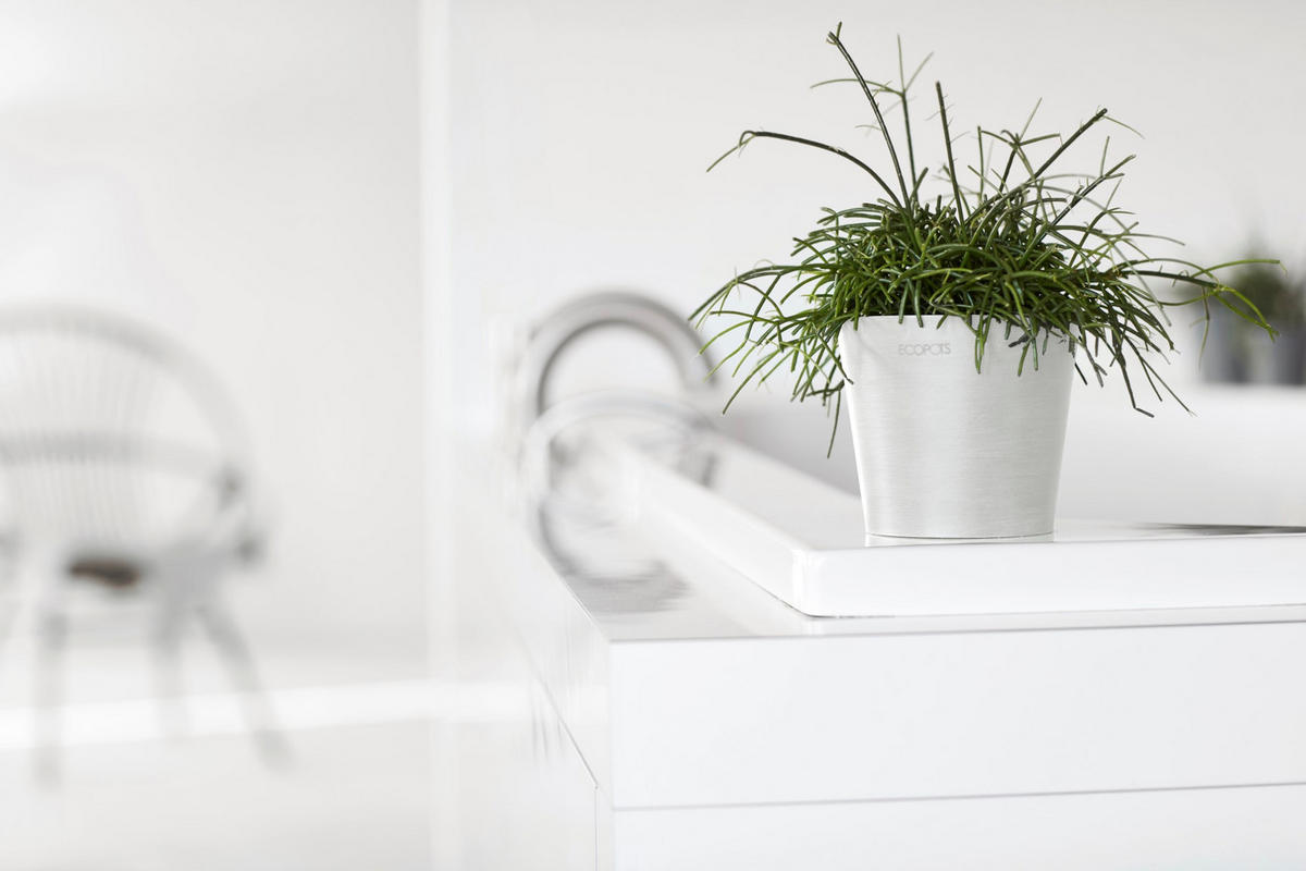 BLUMENTOPF Amsterdam 10,5/9,2 cm Weiß - Weiß, Kunststoff (10.5/9.2cm) - Ecopots