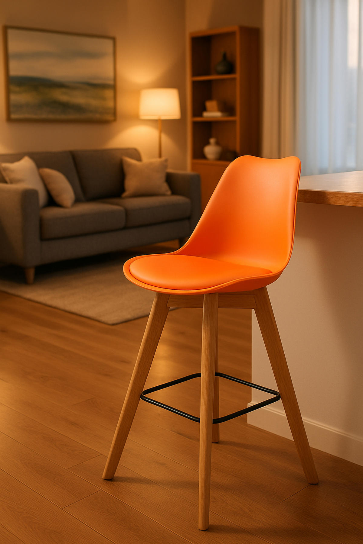 BARHOCKER 2er Set Meta Kunststoff natura orange - Orange, Holz/Kunststoff (48/112/56cm) - TPFLiving