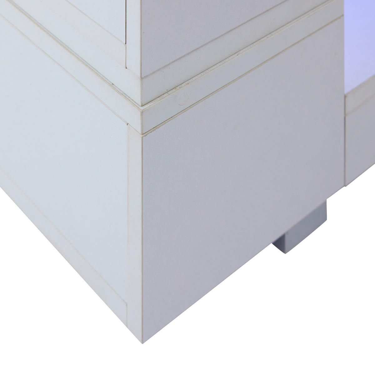 KONFERENČNÍ stolek, 100/50/35 cm bílý, s LED osvětlením a skleněnou deskou - bílá, kompozitní dřevo (100/50/35cm) - BEAOK