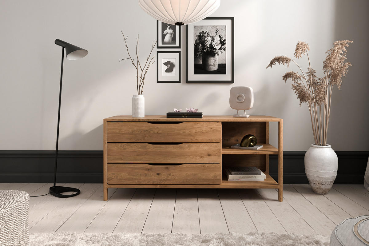KOMMODE PAUL - Wildeiche, Holz (140/64/50cm) - byoak