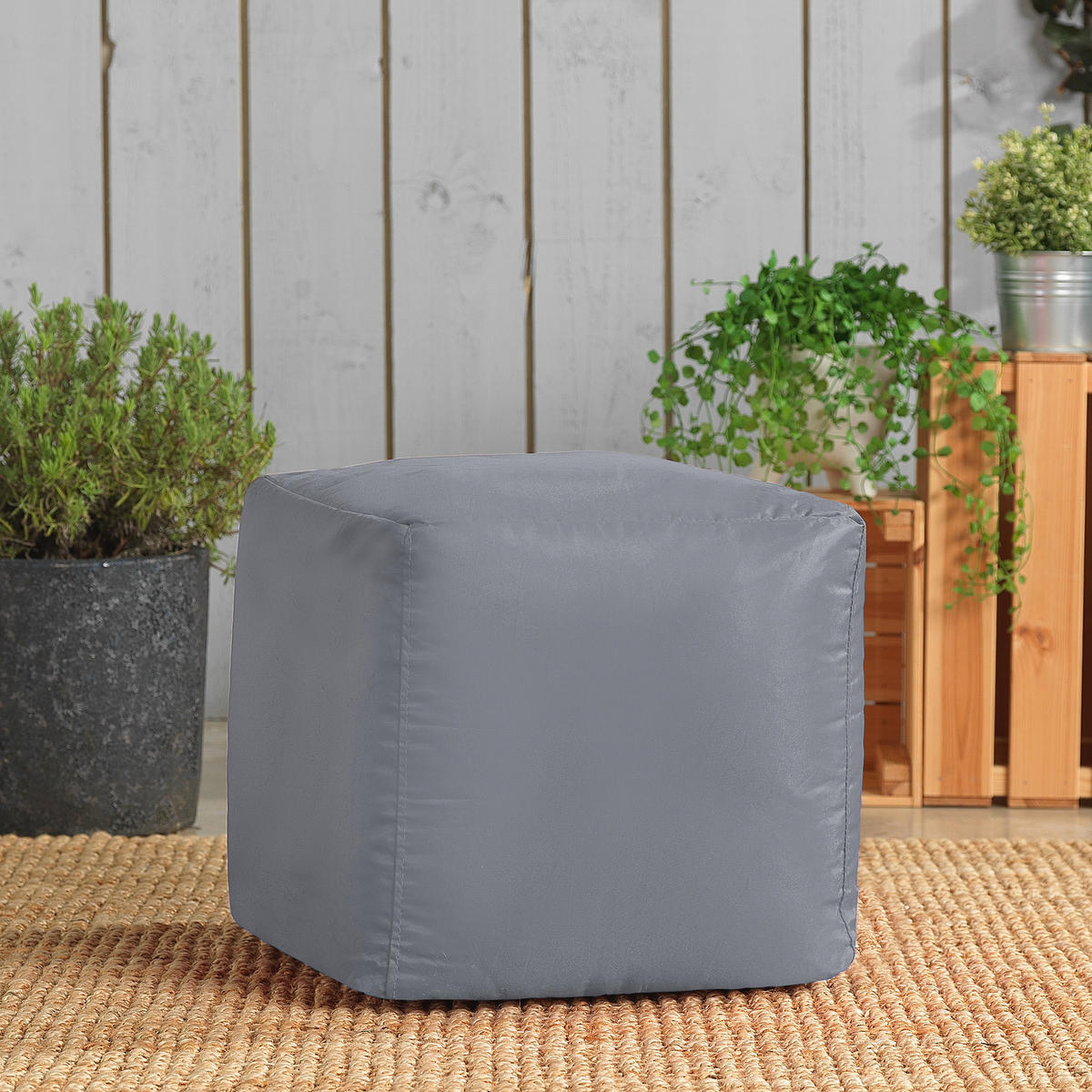 SITZPOUF Outdoor Würfel - Hellgrau/Grau, Kunststoff (38/38/38cm) - Veeva