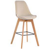 BARHOCKER Medoc, Gestell Natura, Samt Creme - Creme/Naturfarben, Holz/Textil (48/100/56cm) - TPFLiving