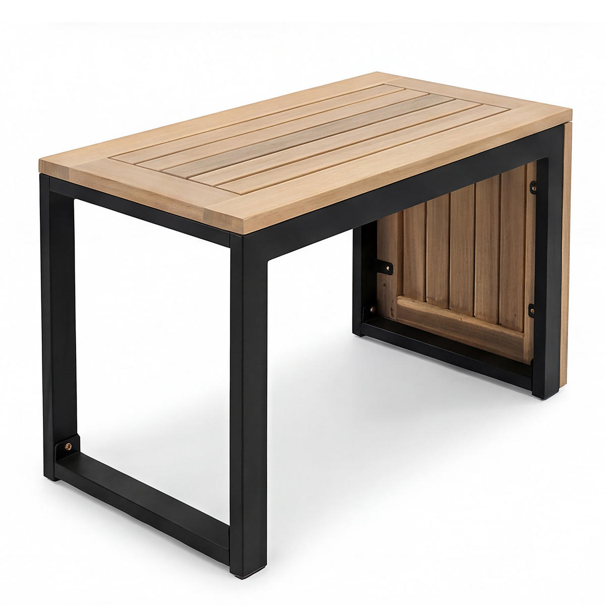 BEISTELLTISCH - Stahl / Akazie massiv - Braun - Braun/Akaziefarben, Holz/Metall (35/71/41cm) - home24