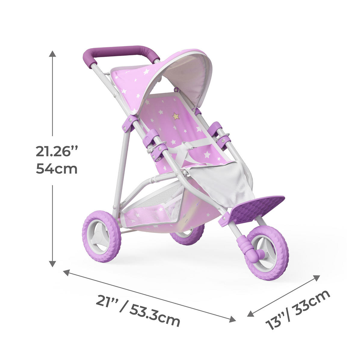 PUPPENWAGEN, Lila, 54cm - Lila, Holzwerkstoff (33/54/53cm) - Teamson Kids