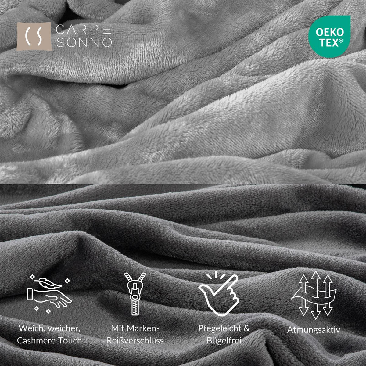 WINTER-BETTWÄSCHE 135x200 Cashmere-Touch Warmer Winter Bettbezug Kuschelig Anthrazit Silber - Anthrazit, Textil (135/200cm) - Carpe Sonno
