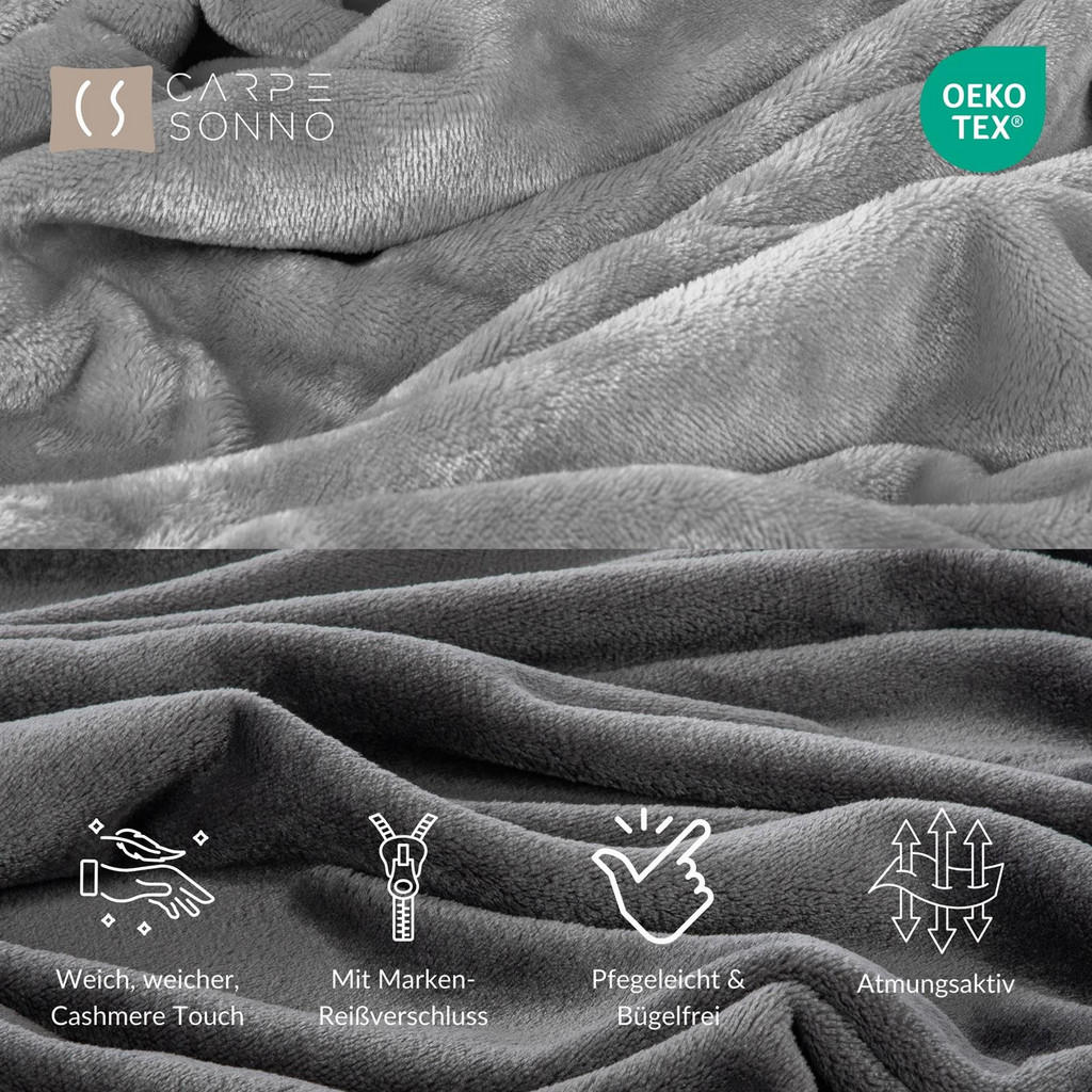 Thumbnail - Carpe Sonno Winter-Bettwäsche, Silber, Textil, Uni, 155x220 cm, Oeko-Tex® Standard 100, Schlaftextilien, Bettwäsche, Bet...