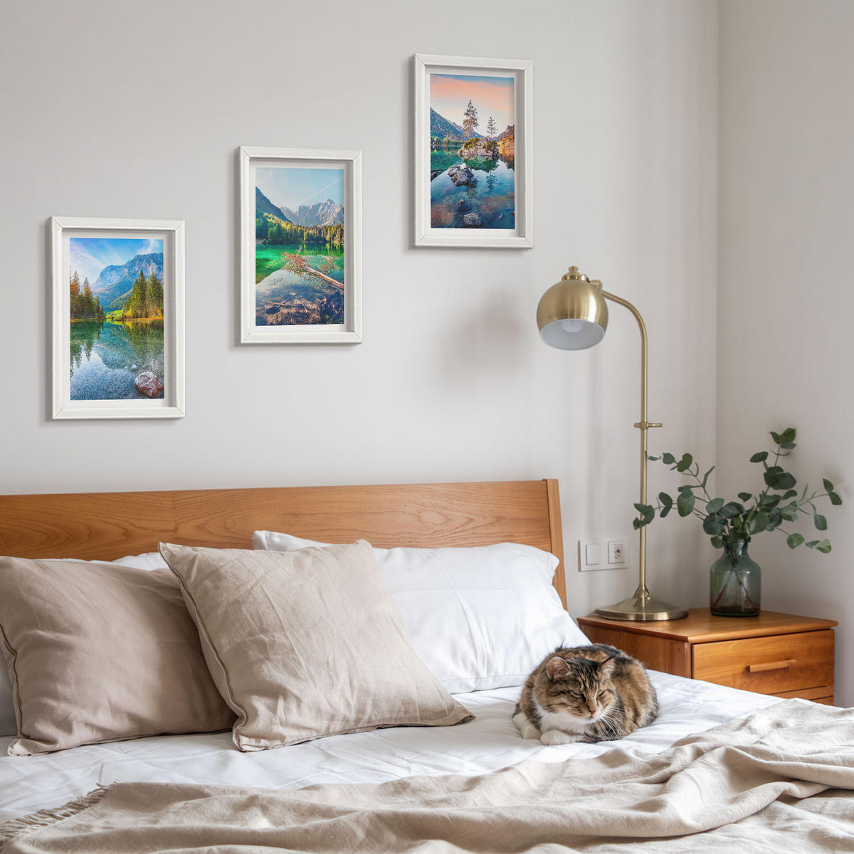 WANDBILDER 3er-Set - 20x30 cm Weißer Rahmen - Naturlandschaft der Bergseen - Weiß, Kunststoff (20/30cm) - ArtPrintCave