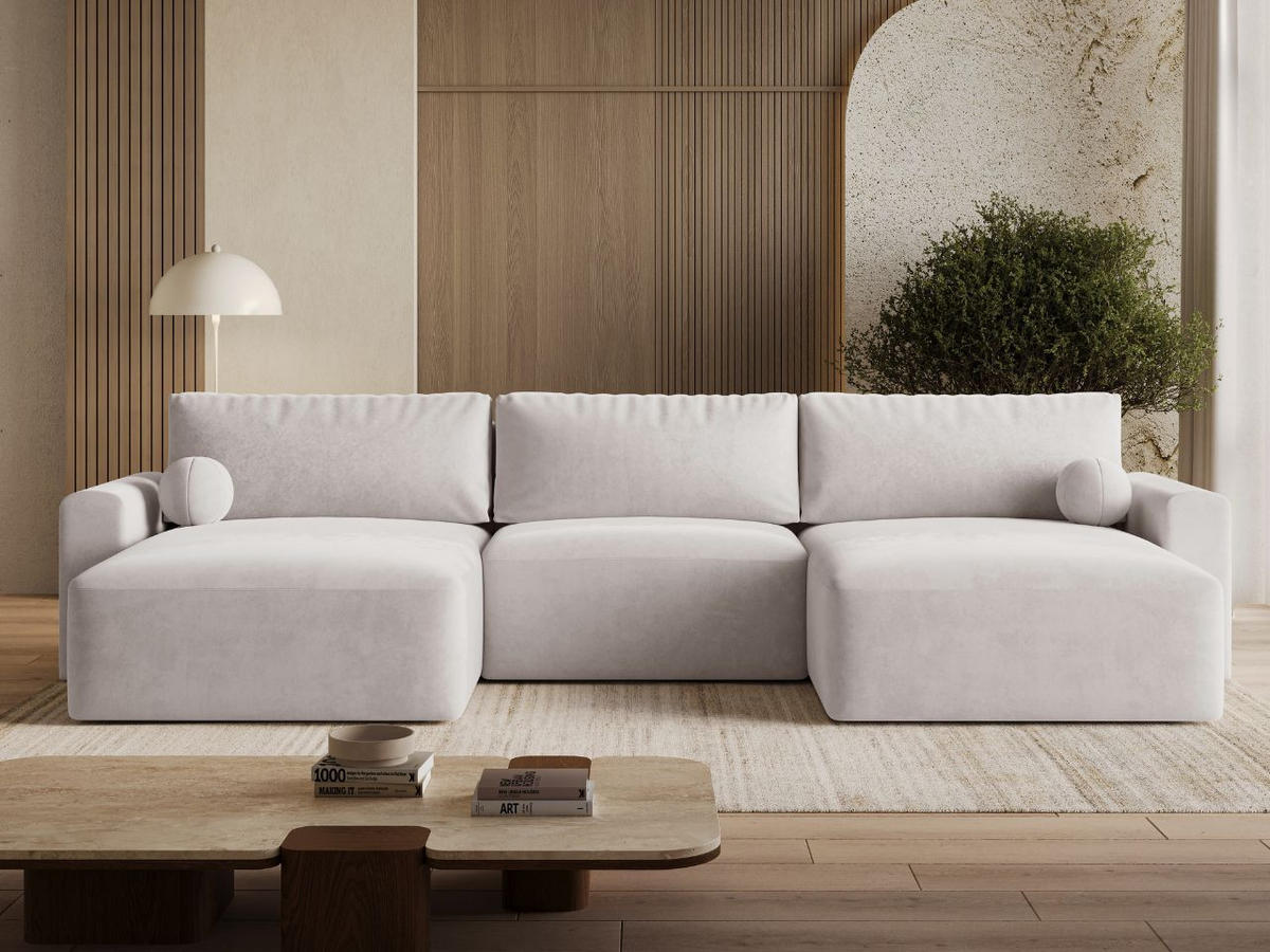 ECKSOFA U Aurora Grau - Grau, Holz/Textil (369/145cm) - Graingold