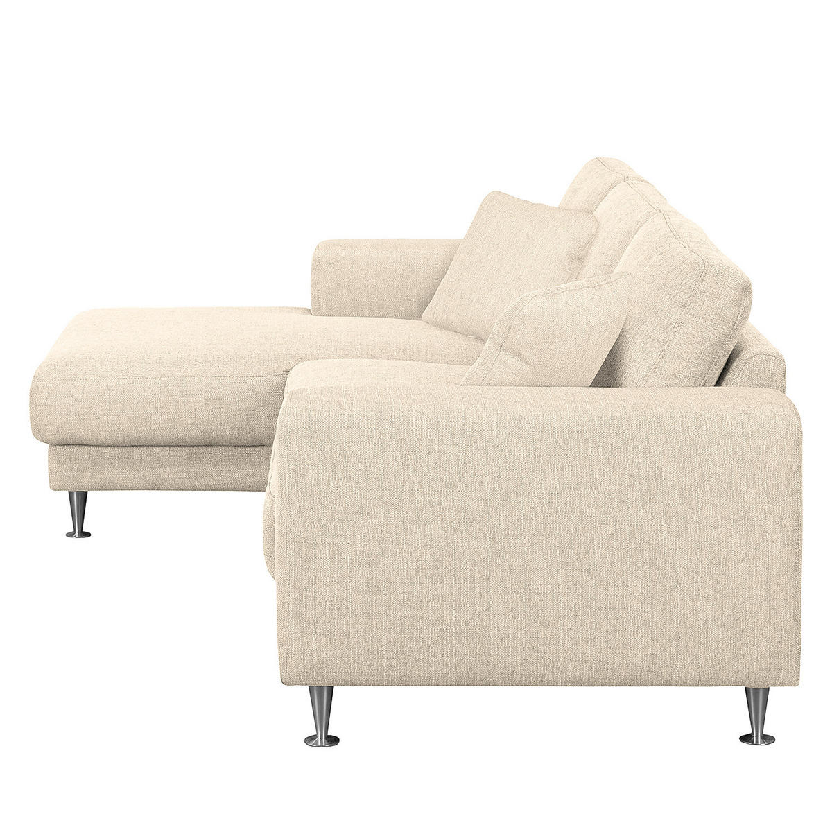 ECKSOFA mit Longchair - Strukturstoff - Beige, Textil (235/150cm) - home24