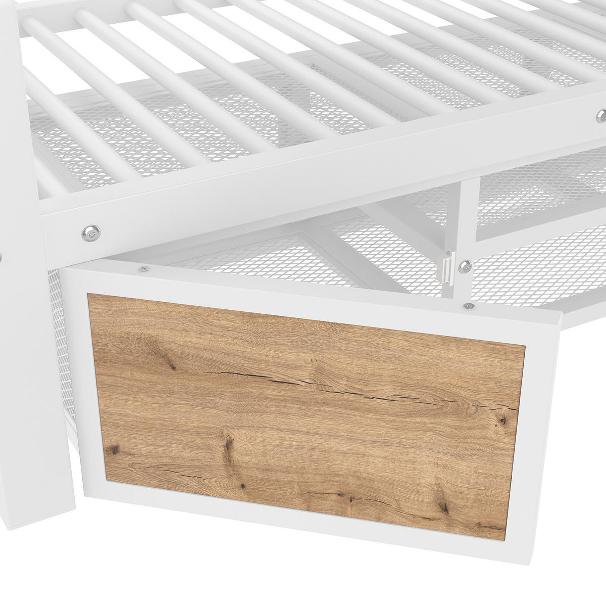 ETAGENBETT 90/200 cm 140/200 cm Weiß mit Schuhschrank, Staufächern und Leiter - Weiß, Metall (140/200cm) - MIVRAY