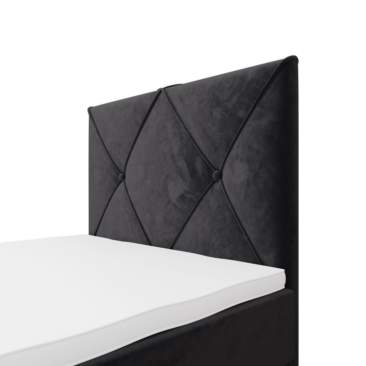 BOXBETT ALTEA 100x200 Monolith 97, mit Matratze H3, Bonell und Topper, Dunkelgrau - Dunkelgrau, Holz/Kunststoff (100/200cm) - Bedante