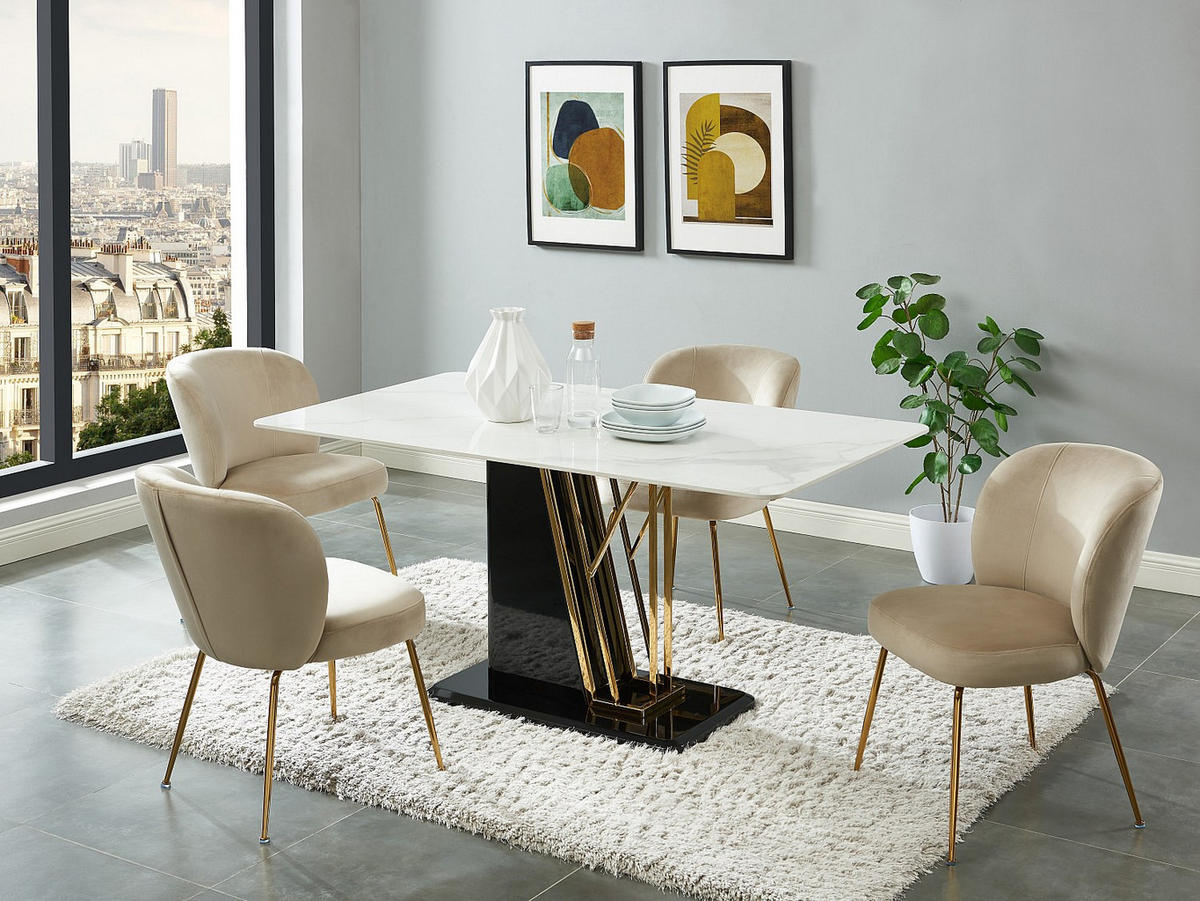 STUHL 2er-Set - Samt & vergoldetes Metall - Beige - POLPONA de Pascal MORABITO - Beige, Textil (52/79/67.5cm) - Vente-Unique