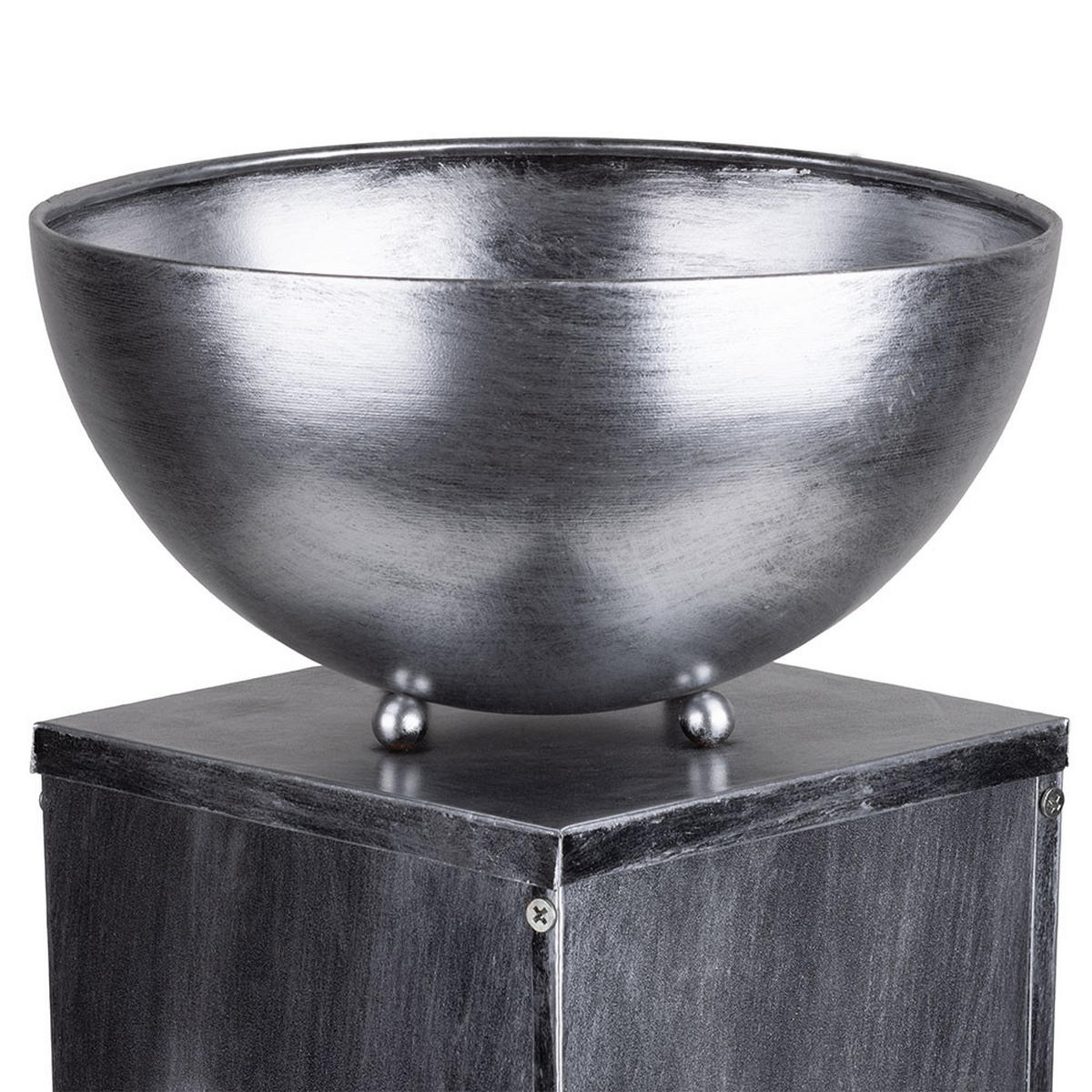 LED SOLARLAMPE Pflanzschale Silber-Antik - Silberfarben, Metall (25/25/59cm)