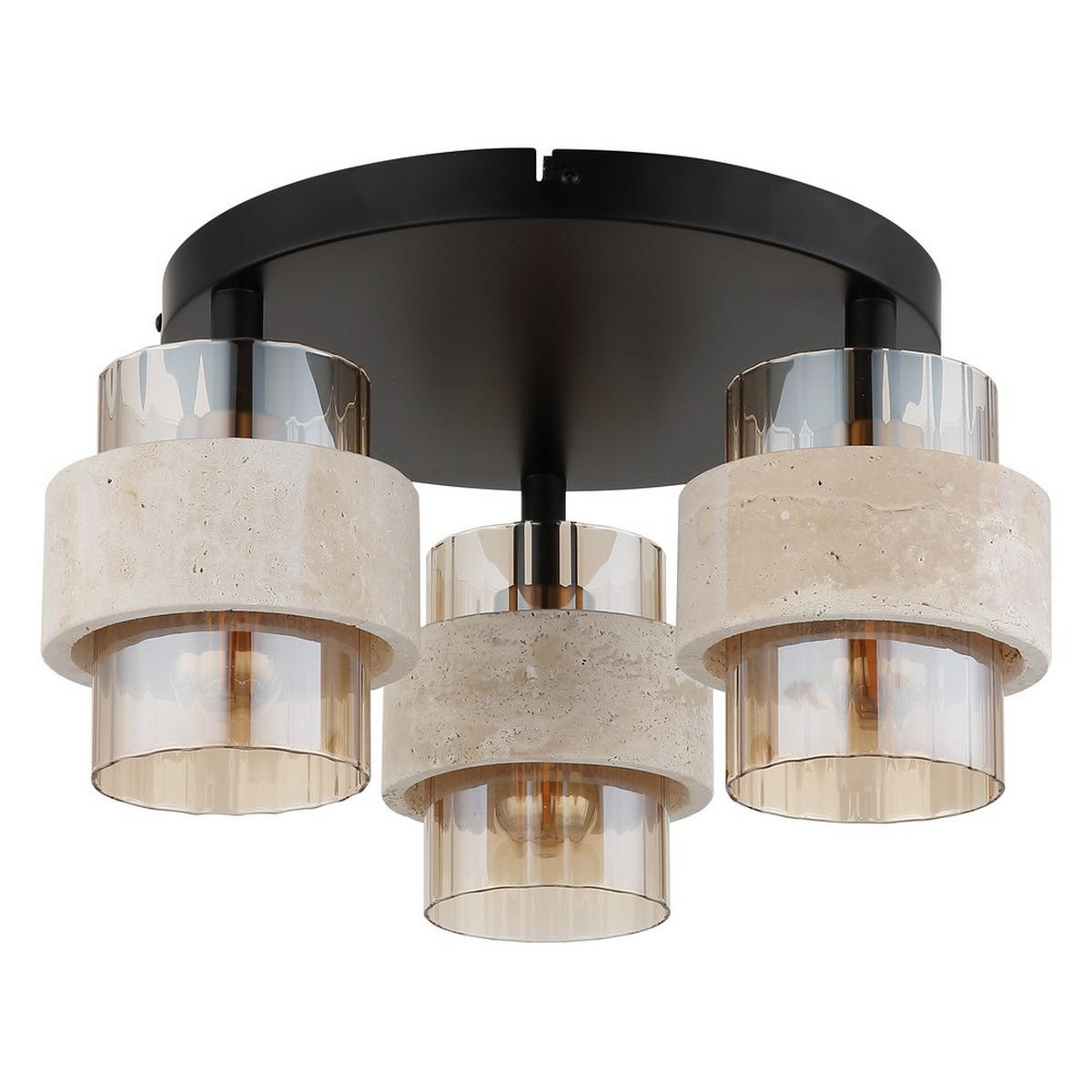 LED DECKENLEUCHTE DAREN, Metall, Schwarz, 3-flammig - Schwarz, Glas (37.5/37.5/20.5cm) - Globo Lighting