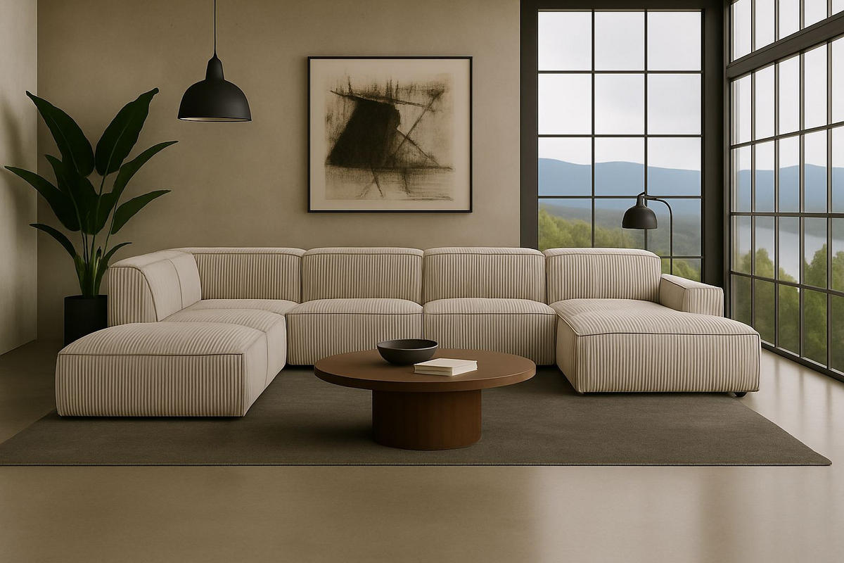 ECKSOFA Cursal V, Stoff Poso, Beige, Links - Beige, Holz (364/262cm) - Kaiser Möbel