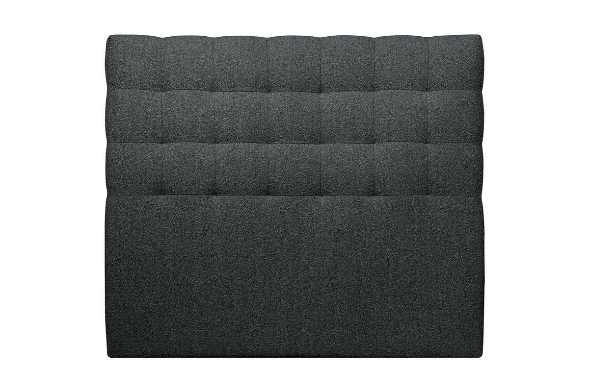 KOPFTEIL gepolstert - Gesteppt – schwarzer Bouclé-Stoff - 200 cm - Beige/Schwarz, Karton/Holz (200/120/10cm) - Sommeil de Plomb