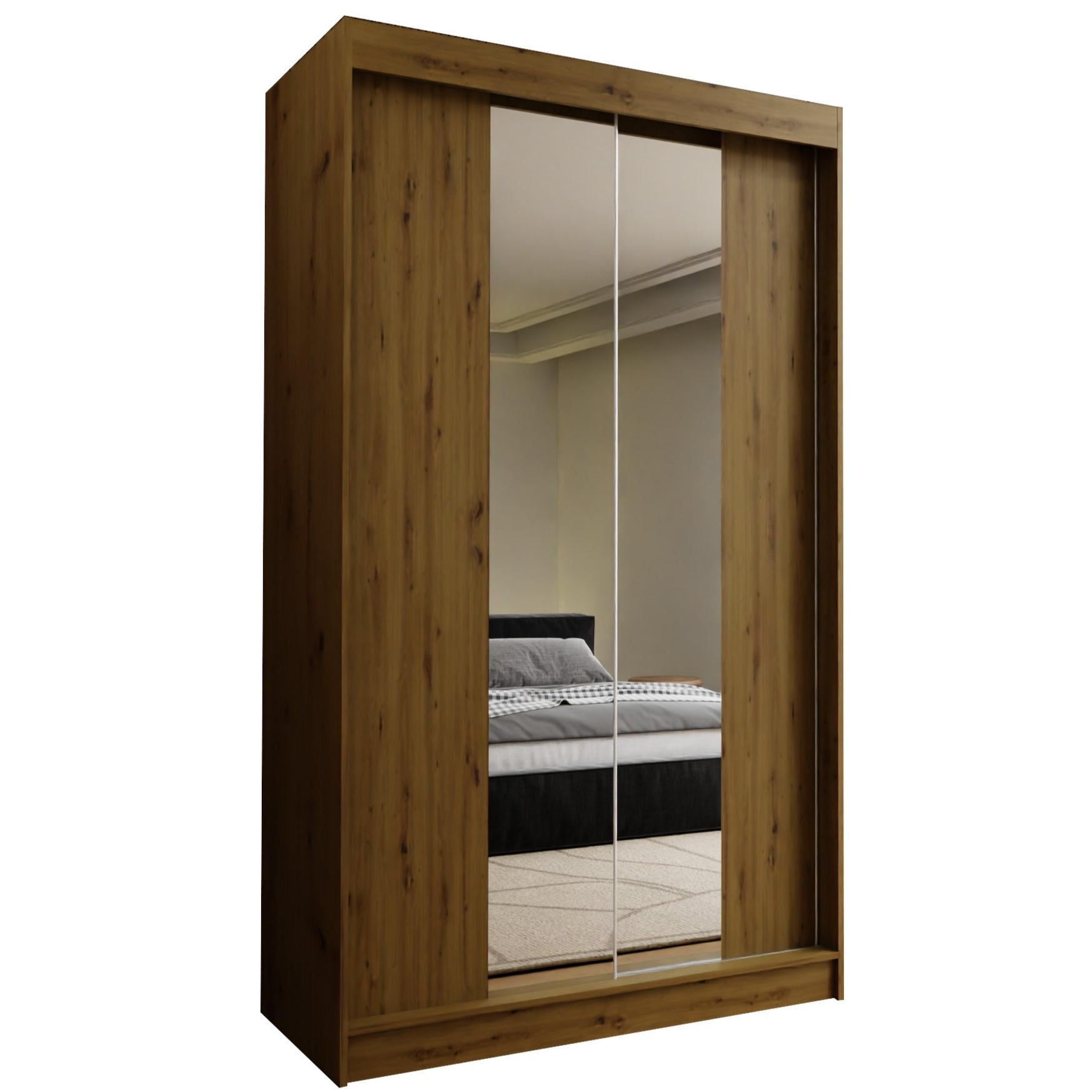 Masseno Schwebetürenschrank Eiche Artisan 120x216x61 cm