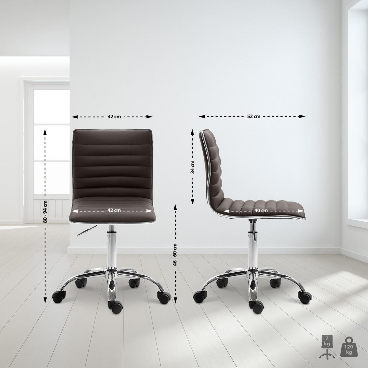 HOCKER Lederlook braun - Chromfarben/Braun, Textil/Metall (42/80/52cm) - CLP