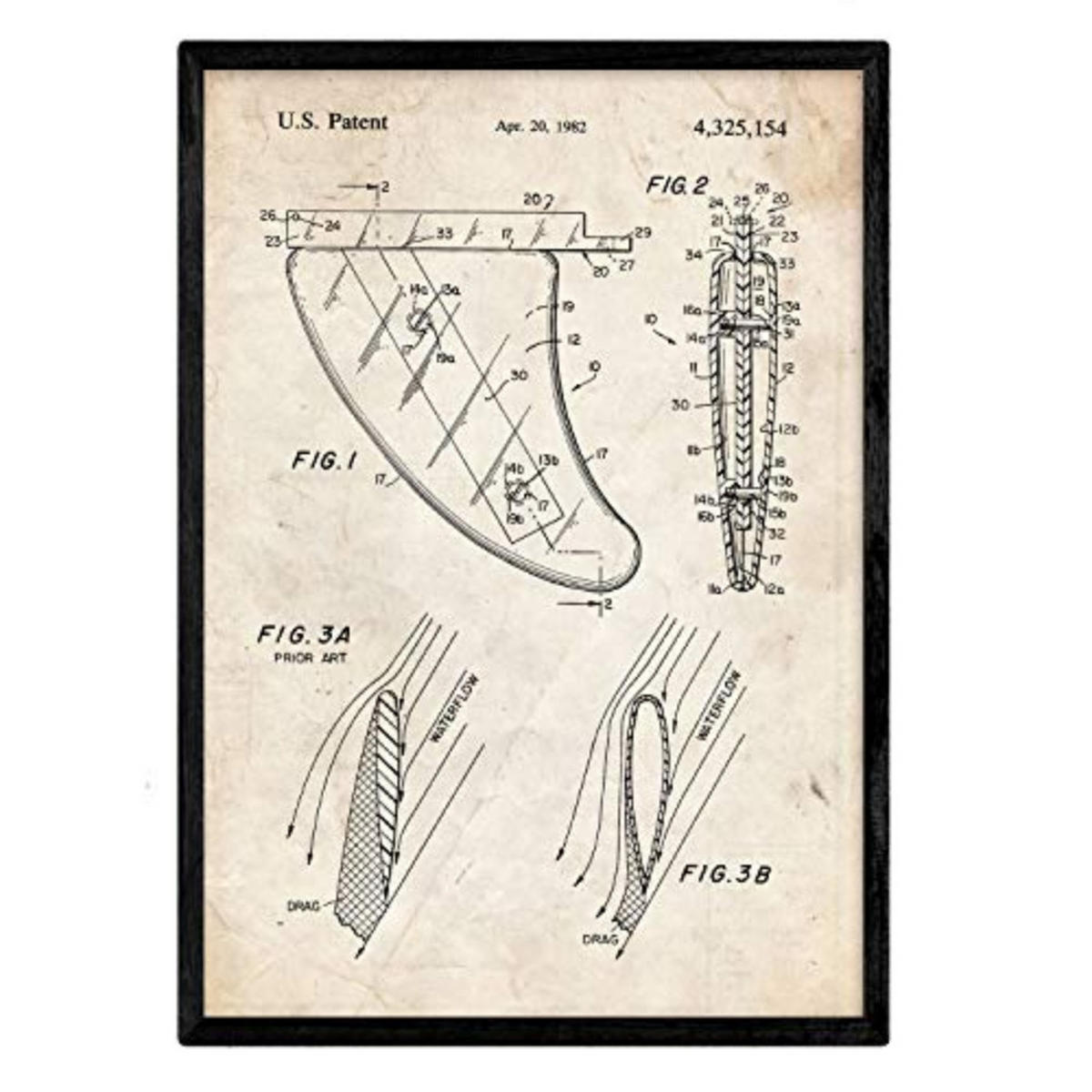 POSTER Aleta Patent A3 Schwarzer Rahmen - Schwarz, Papier (29.7/5/42cm) - Nacnic