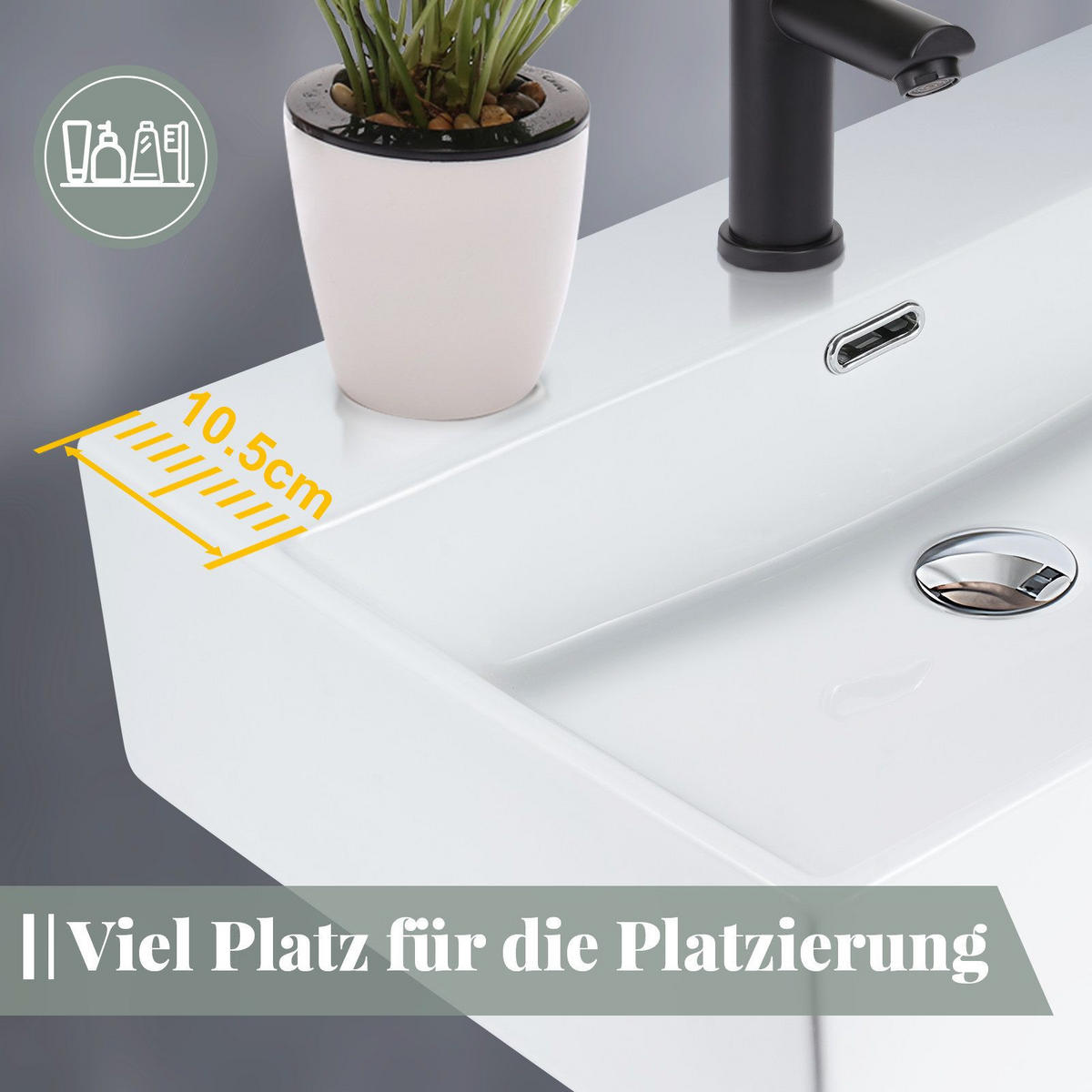 WASCHBECKEN Myxyn 51/42/15 cm - Weiß, Keramik (42/15/51cm) - ZMH