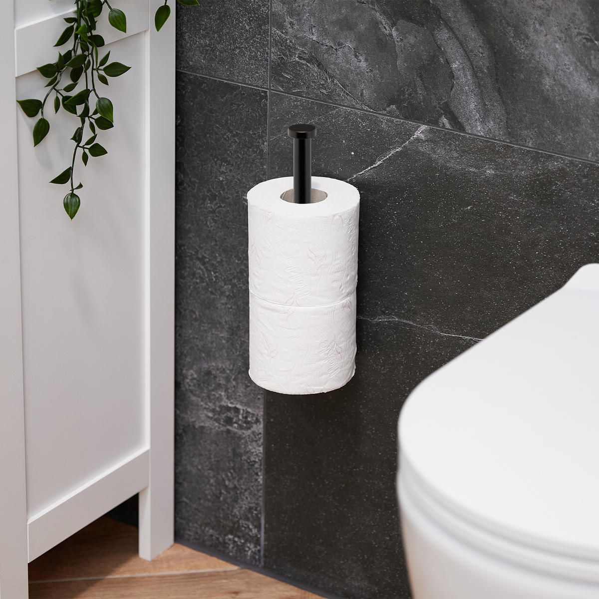 ERSATZROLLENHALTER - Schwarz, Metall (4.5/26/8cm) - Relaxdays