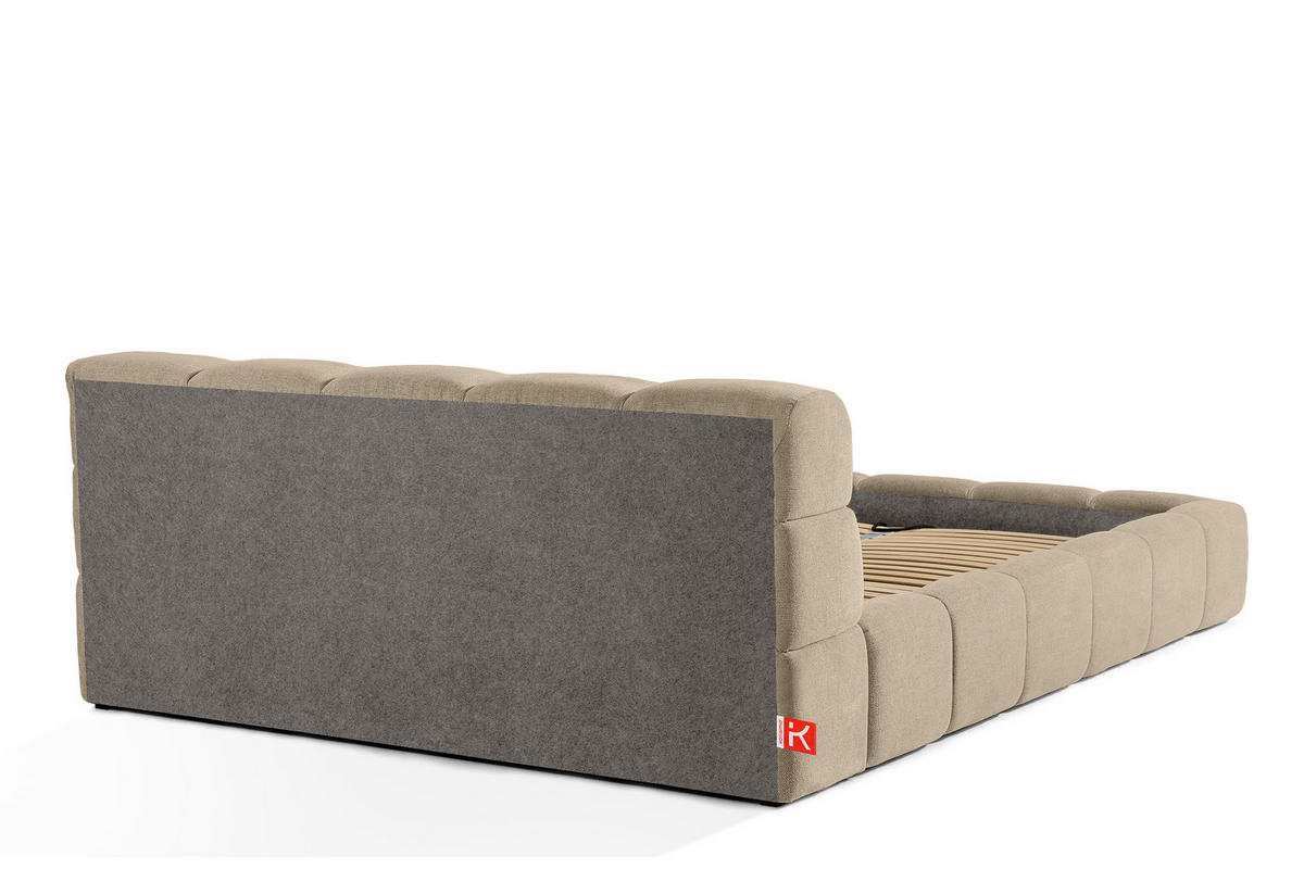 POLSTERBETT AERI 140/160/180/200 mit Rahmen und Bettkasten, beige - Beige, Holz/Holzwerkstoff (180/200cm) - KONSIMO®