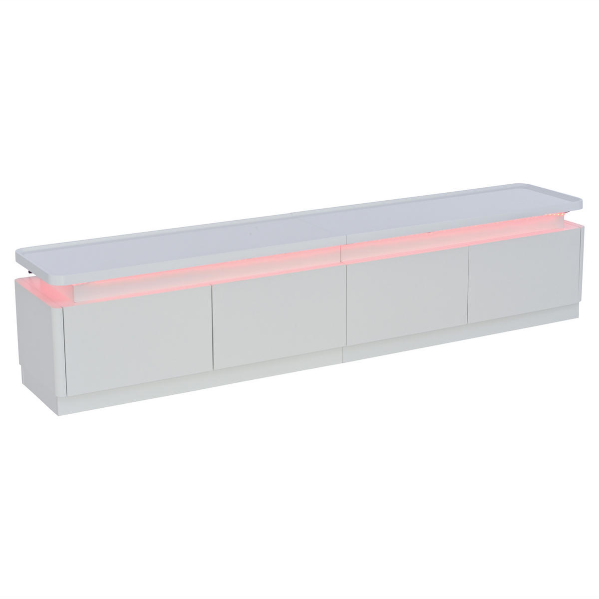 TV-SCHRANK 180/34/40 cm weiß Hochglanz mit LED-Beleuchtung und 4 Schubladen - Weiß, Holzwerkstoff (180/40/34cm) - OKWISH