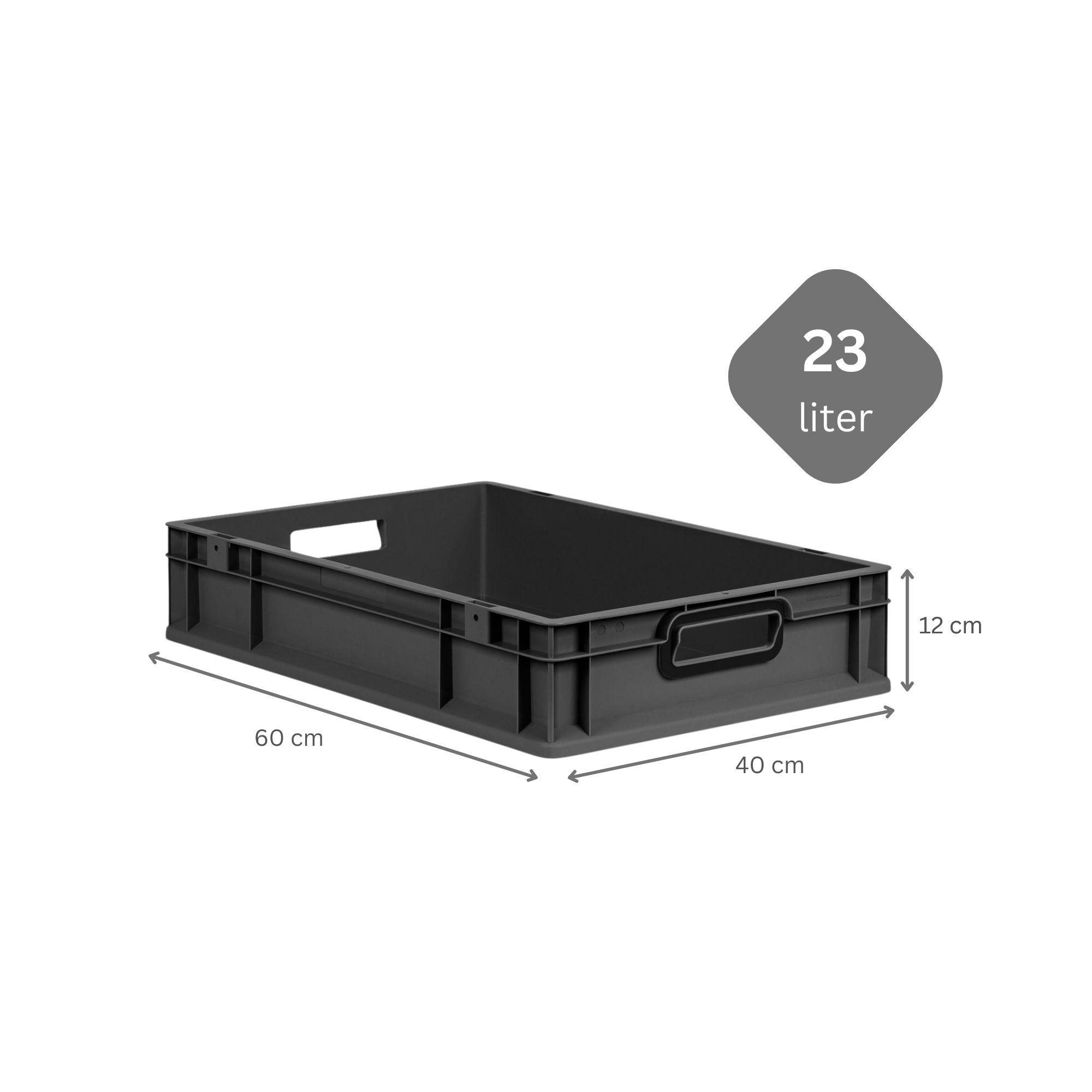 EUROBOX NextGen Color 12x40x60 cm 23 Liter Griffe schwarz offen, Schwarz - Anthrazit/Schwarz, Kunststoff (40/12/60cm) - PROREGAL