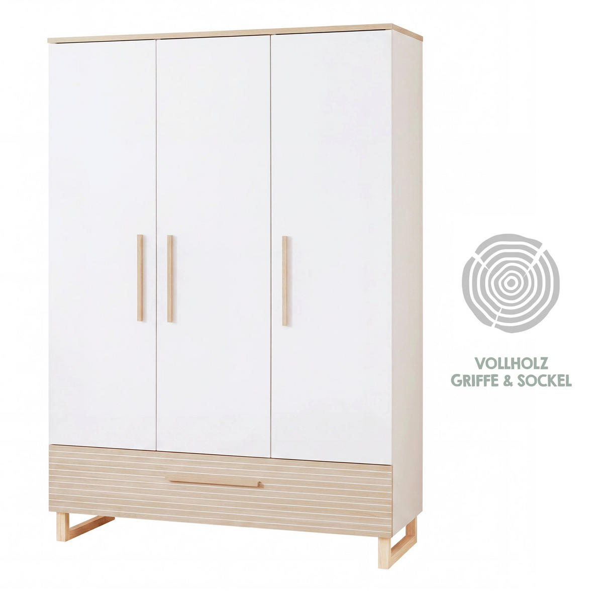 KINDERKLEIDERSCHRANK Noah - Eichefarben/Weiß, Holz/Holzwerkstoff (118/190/52cm) - Roba