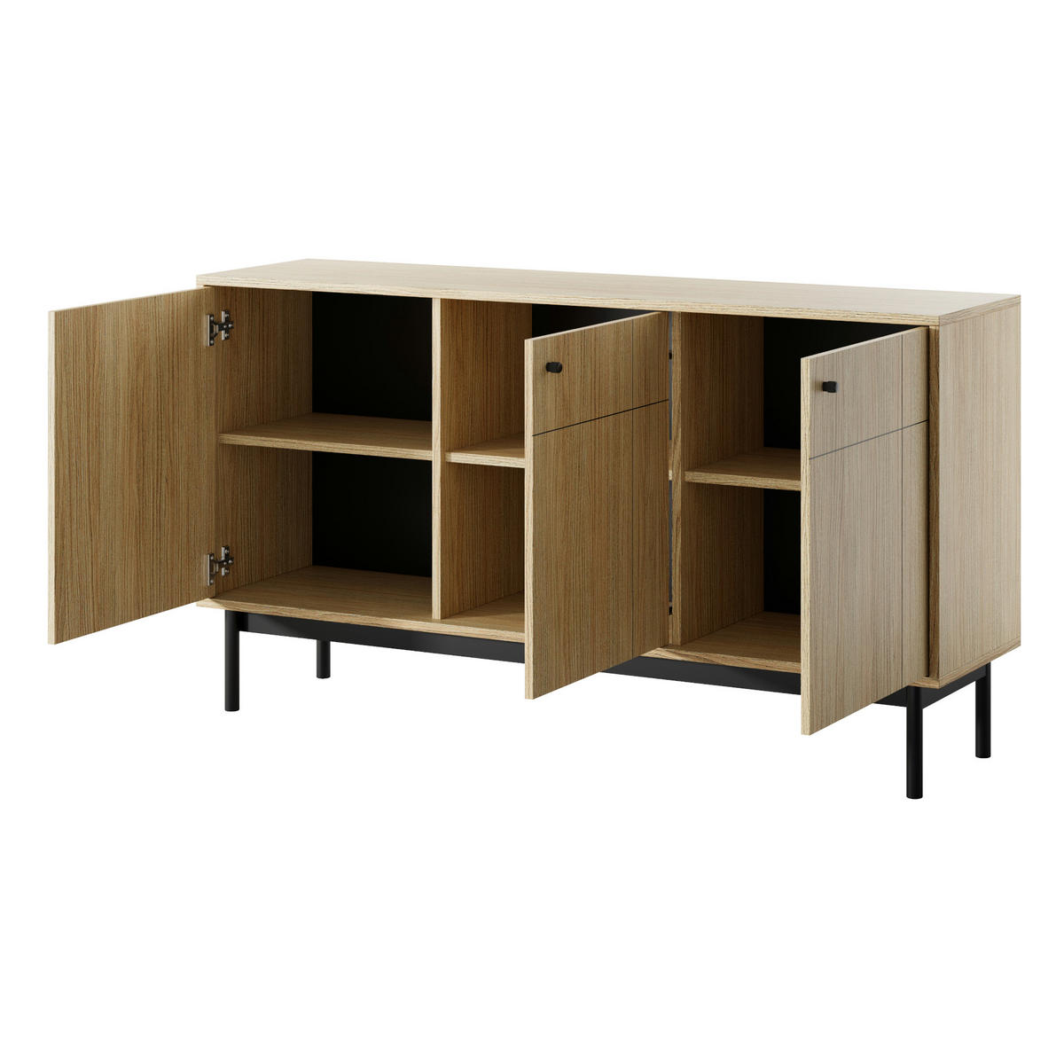 SIDEBOARD DIEPPE KOM2-3D Fräste Fronten, Eiche - Eichefarben, Holz/Holzwerkstoff (154/83/39cm) - Komodee