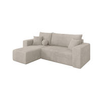ROHOVÁ SEDAČKA s funkcí spaní, otoman vlevo SENO-L 249x139x85 krémová manšestr - černá/krémová, kompozitní dřevo/textil (249/139cm) - ALTDECOR