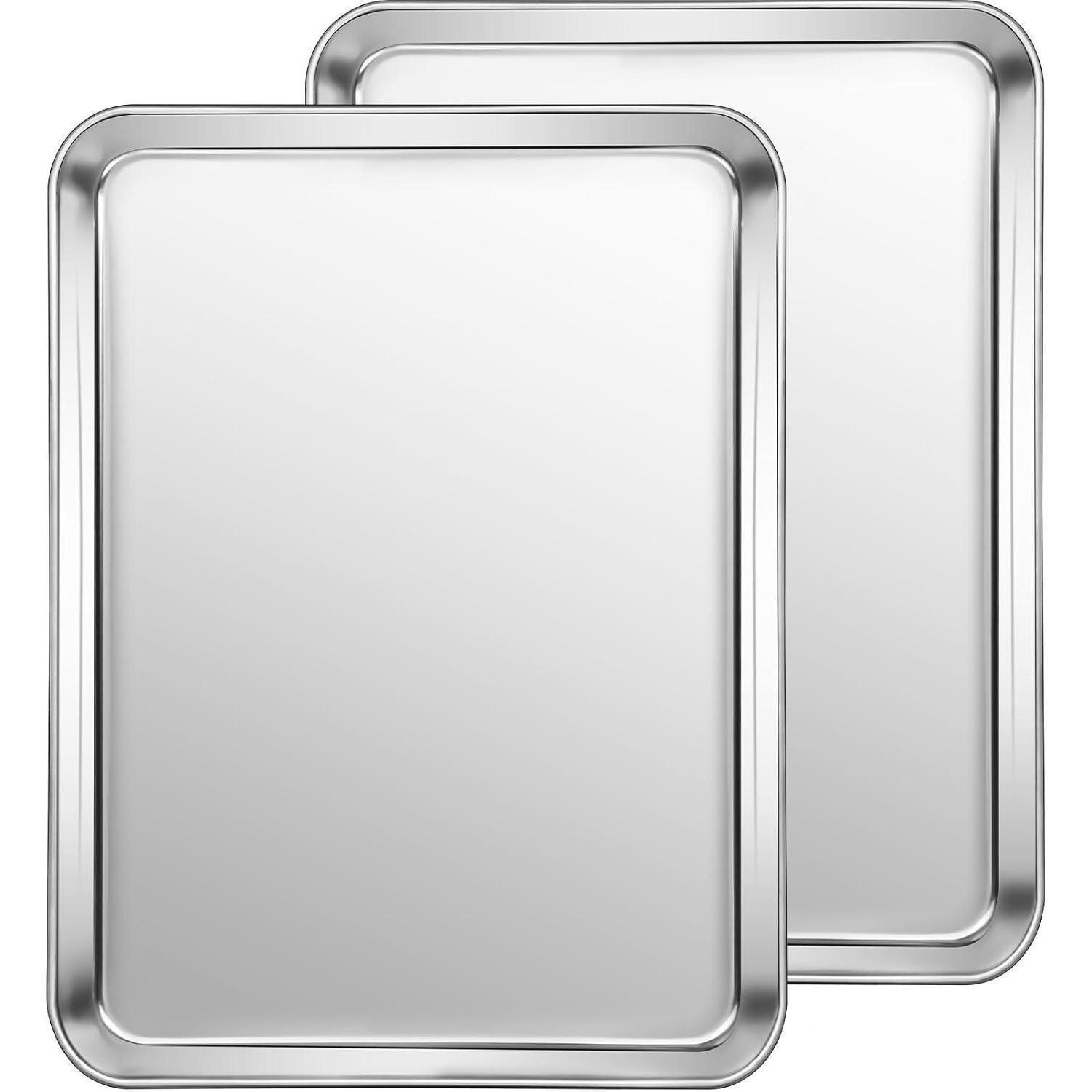BACKBLECH 2er Set 31.5 x 24.5 x 2.5cm Edelstahl - Silberfarben, Metall (24.9/2.5/31.8cm)
