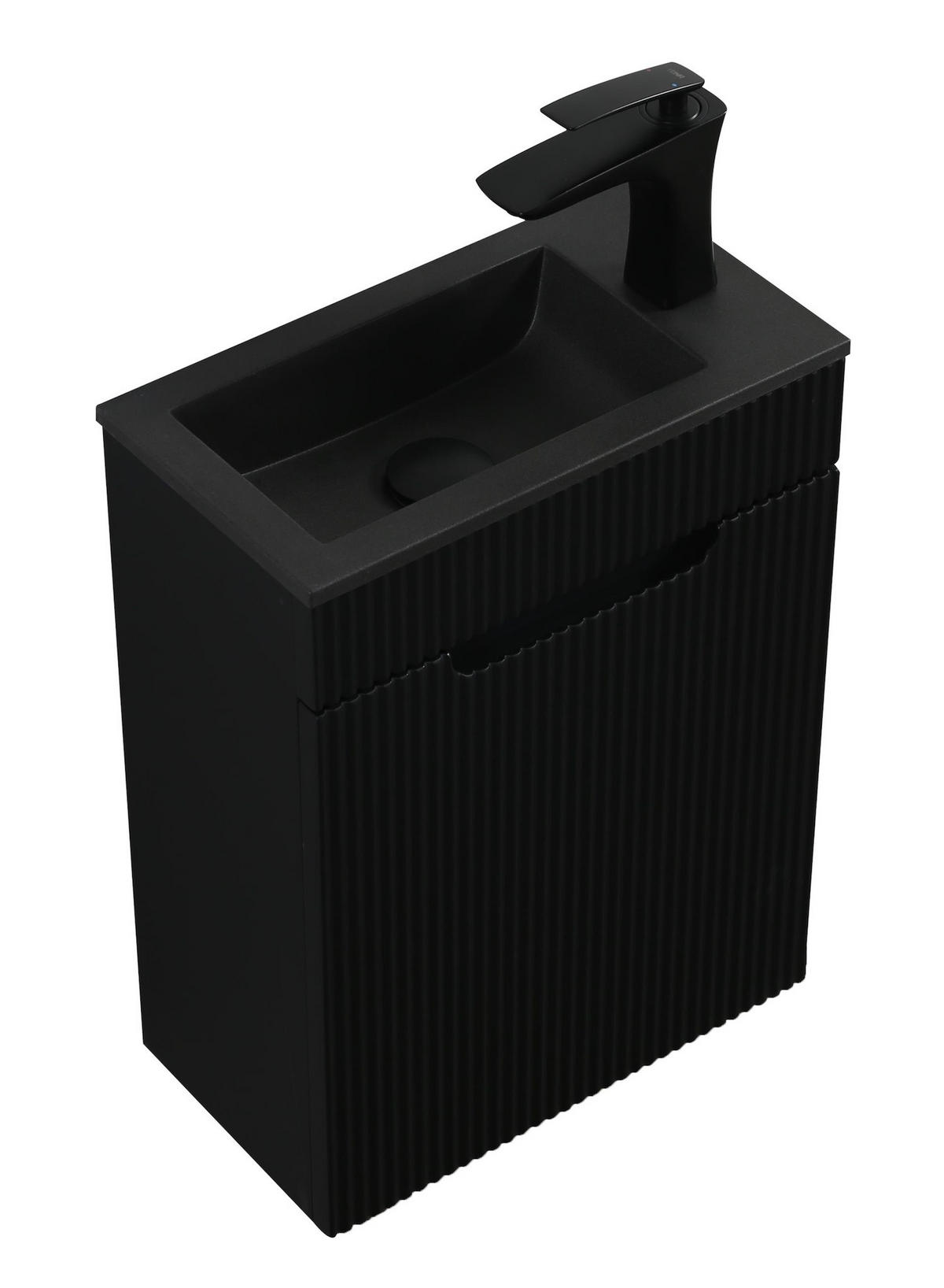 GÄSTE-WC-MÖBELSET Thermis 2 Teile Schwarz Matt - Schwarzes Waschbecken - 40 x 22 x 53 cm - Schwarz, Holz (40/53/22cm) - Badplaats