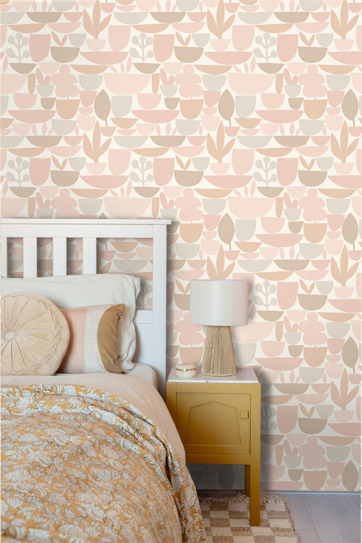 TAPETE Keramik und Pflanzen 50 x 900 cm - Beige, Papier (50/900cm) - ESTAhome